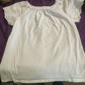 White Eyelet Sleeve Top